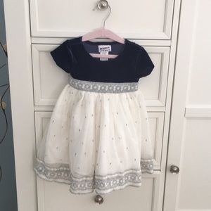 12m Dress navy velvet with silver embedded tule